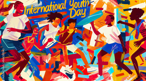 ITD International Youth Day text card with Diverse Young People