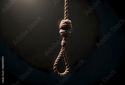 rope hanging with a noose, suicide by hanging concept