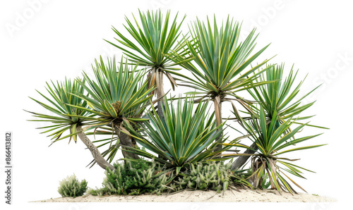 Spiky Yucca Plants with Curved Trunks