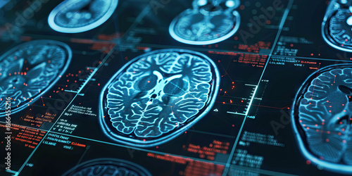 Neuroscience Study: Brain scans showing activity in different regions of the brain during a cognitive task