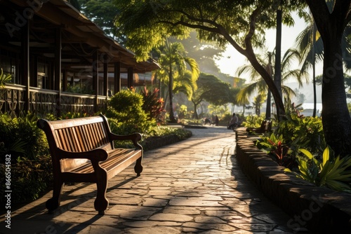 Santa Marta, Colombia, Bolivar Park, a public space with tropical vegetation., generative IA