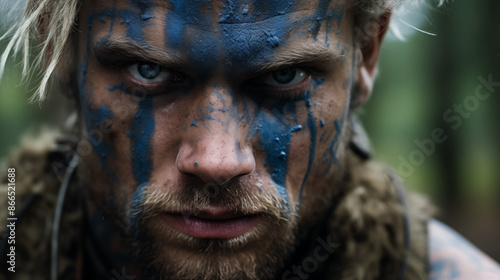 Celtic Barbarian with Blue War Paint