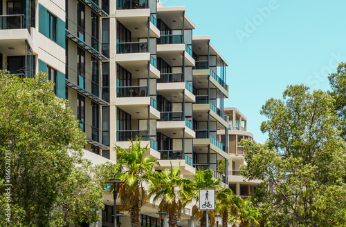 New, Modern Apartment Buildings in Waterloo, Sydney, NSW, Australia.