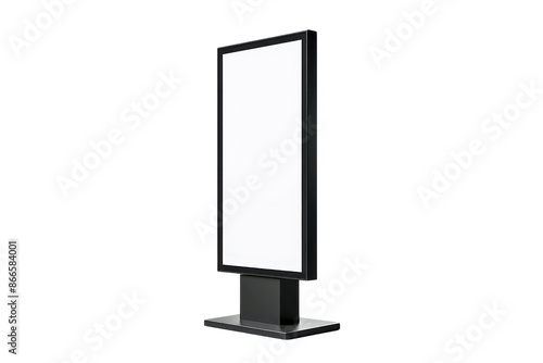 Blank vertical digital signage screen isolated on transparent background. ready for advertising mockup or promotional display purposes.