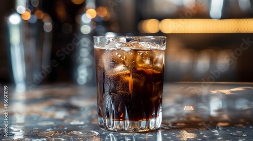 Silky Black Russian Cocktail in Elegant Glass