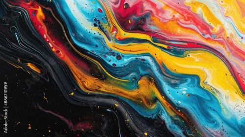 Liquid brilliance: Modern abstract art with bold, vibrant swirls, highlighting the unique textures and fluidity of the liquid painting technique