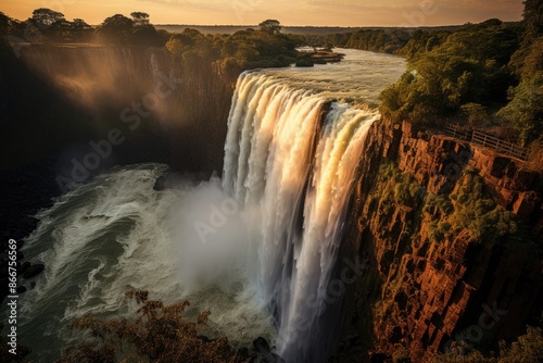 Falls Vitória, Zimbabwe, the Zambeze River (Zambezi River), with boat tours., generative IA