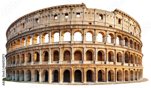 Colosseum in Rome Italy historic landmark isolated on transparent background