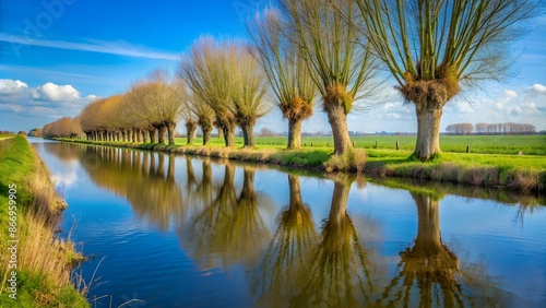 Pollard willows in the polder of Flevoland