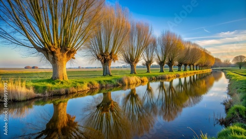 Pollard willows in the polder of Flevoland