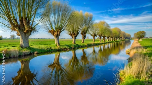 Pollard willows in the polder of Flevoland