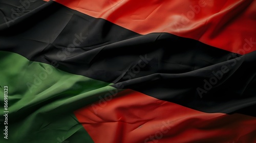 2. Design a visually appealing backdrop showcasing the bold red, black, and green colors of the Libyan flag, representing the sacrifices made for liberation and the hope for a prosperous future.
