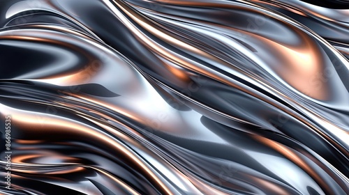 A shiny silver fabric with a wave pattern. The fabric is metallic and has a shiny, reflective surface