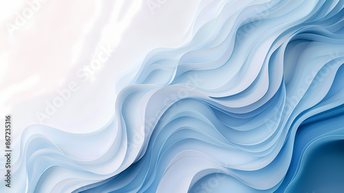 Abstract flowing blue and white waves resembling ocean currents