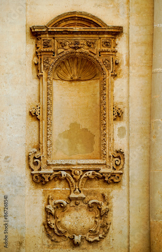 Mesagne, chiese e dettagli dell'architettura religiosa barocca, Brindisi, Puglia. Italia