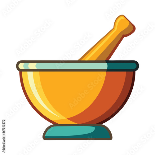 mortar and pestle kitchen tool, mortar and pestle cooking icon.