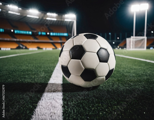 Soccer, leg ball lying on the field, stadium, Piłka nożna, piłka do nogi leżąca na boisku, stadion