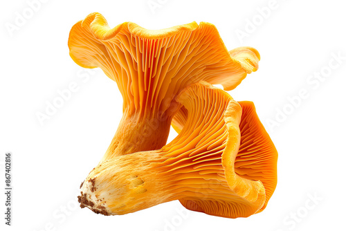 Orange cap chanterelle mushroom isolated on a white background.