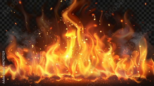 This image displays vibrant flames with sparks rising from the fire, showcasing the dynamic and intense nature of burning flames.