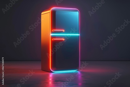 Neon-Lit Modern Refrigerator