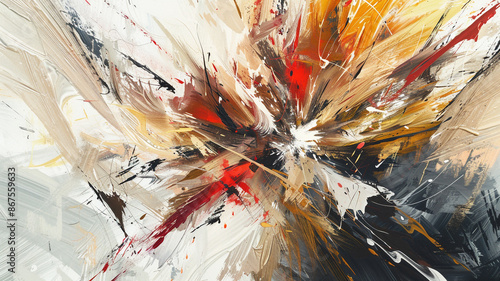 an artwork with large, gestural brushstrokes that convey a sense of power and intensity