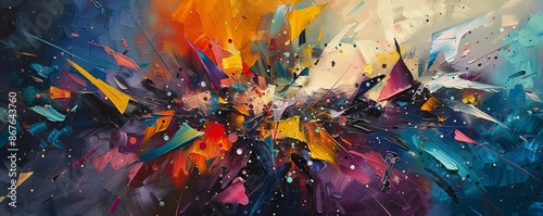 A chaotic explosion of shapes and colors, symbolizing the unpredictability of life.