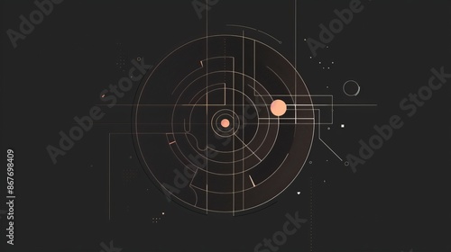 Featuring a suite of orbital paths and celestial bodies, this wallpaper serves as a sleek space-themed background