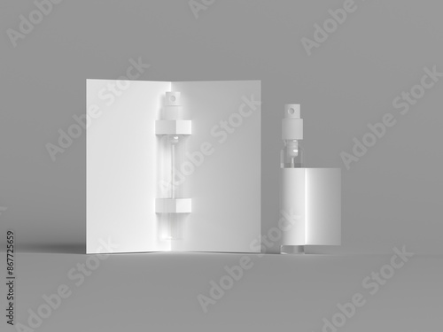 3d render Perfume sample on card mockup 