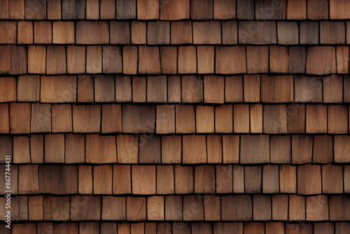 Processed collage of wooden roof shingles texture. Background for banner, backdrop or texture