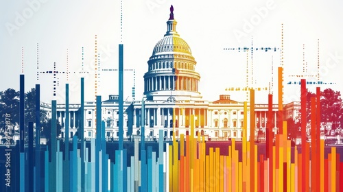 US Capitol Building with Abstract Bars