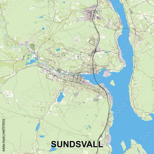 Sundsvall, Sweden map poster art