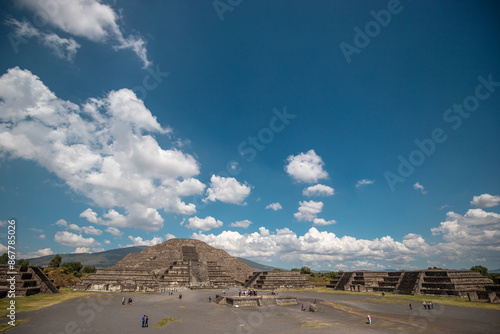 Pyramids of the Sun and the Moon in the Avenue of the Dead, the city of Teotihuacán in Mexico