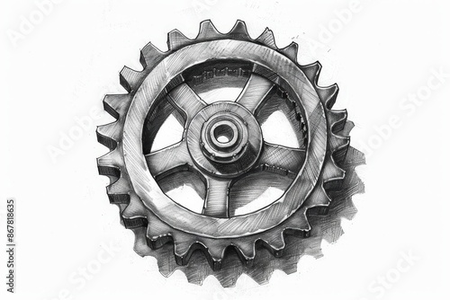 a drawing of a gear wheel with a sprocket