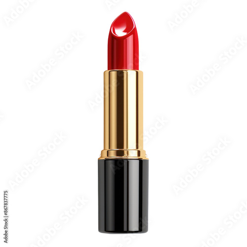 Elegant red lipstick on a white background. Perfect for beauty, fashion, and cosmetic-related projects. High-quality stock photo.