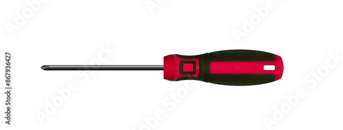 Side view of a large cross-head screwdriver - on isolated transparent background.