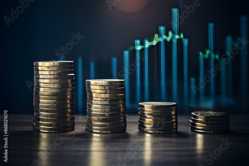 A chart of economically developing coins. business concept.