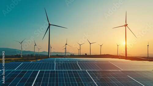 wind turbine at sunset