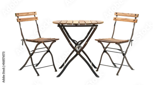 Outdoor table and chairs on transparent background