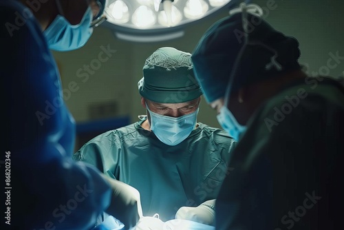 Close up of focused surgeons working in operating room