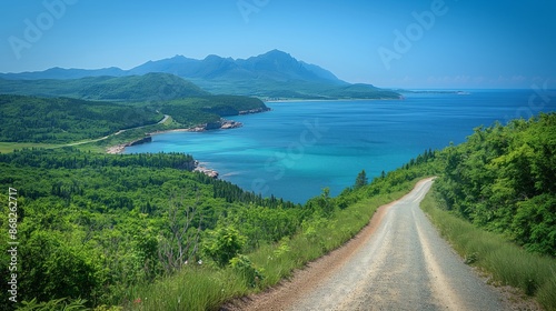 Tranquil Summer Day on Cabot Trail, Canada - Scenic Drive overlooking Gulf of St. Lawrence