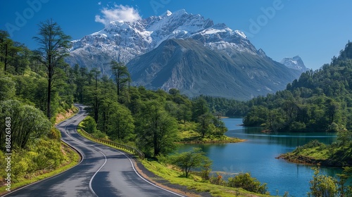 Scenic Drive on Ruta de los Siete Lagos, Argentina - Tranquil Spring Day in Patagonia