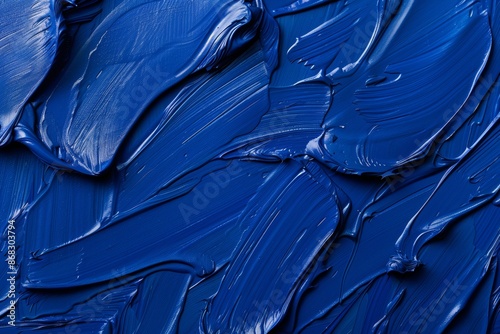 Vibrant blue acrylic paint texture background