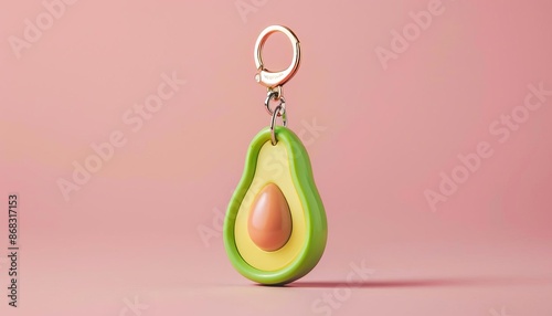 Cute Avocado Keychain on Pink Pastel Background