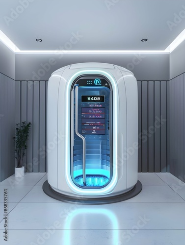 cryotherapy chamber with digital temperature display