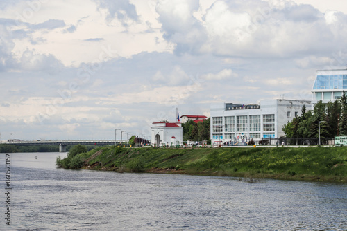 Omsk, Omsk Region, Russian Federation - June 6, 2024. Confluence of the Irtysh and Om rivers