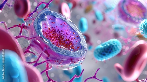 bacterial cell structure showing cell wall and genetic material