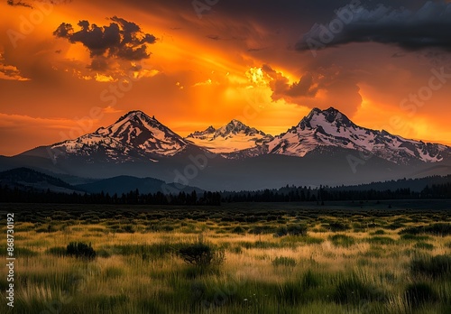 Three Sisters Oregon Sunset Landscape