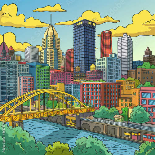 Pittsburgh cartoon skyline