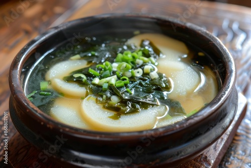 Tteokguk Oval shaped rice cake in broth