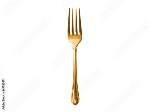 a gold fork on a white background